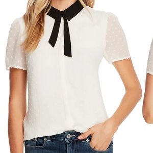 NWOT CeCe Collared Clip Dot Blouse